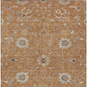 Homeroots 3' Black Brown And Ivory Floral Washable Rug – Perfect For Indoor And Outdoor Spaces, Durable Design 8' X 10' Polyester 604758