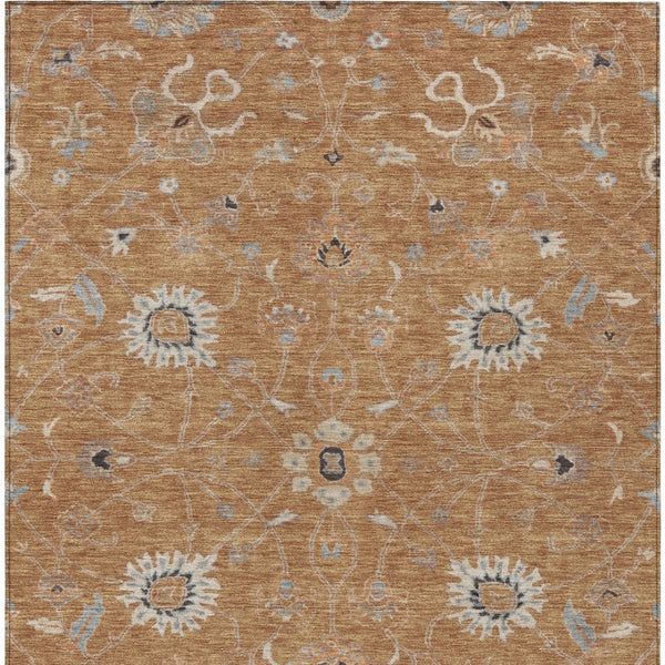 Homeroots 3' Black Brown And Ivory Floral Washable Rug – Perfect For Indoor And Outdoor Spaces, Durable Design 8' X 10' Polyester 604758