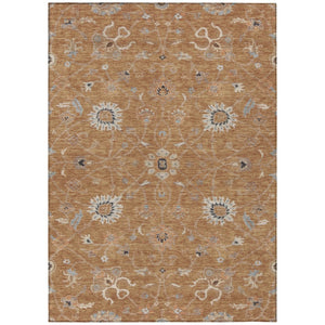 HomeRoots 9' X 12' Elegant Copper Ivory Black Floral Indoor Outdoor Area Rug - Durable, Washable & Versatile! 604759