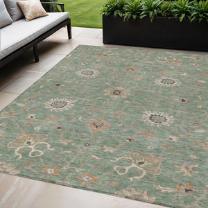 Homeroots 3' Black Brown And Ivory Floral Washable Rug – Perfect For Indoor And Outdoor Spaces, Durable Design 5' X 8' Polyester 604762