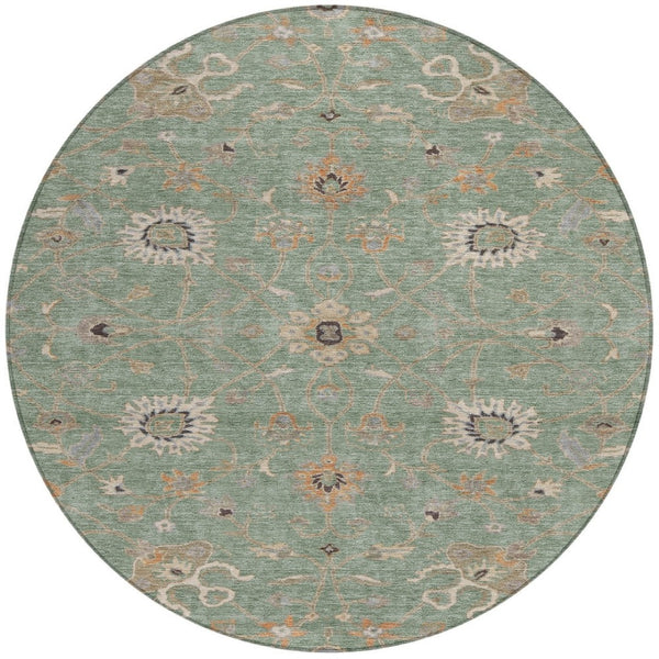 Homeroots 3' Black Brown And Ivory Floral Washable Rug – Perfect For Indoor And Outdoor Spaces, Durable Design 8' Round Polyester 604763