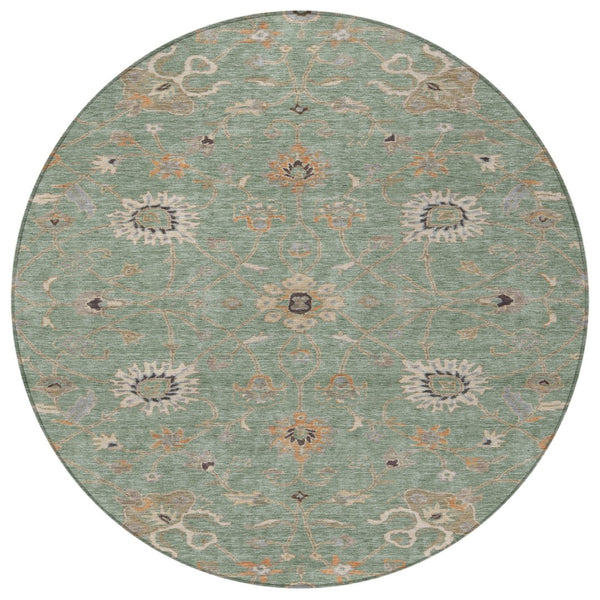 Homeroots 3' Black Brown And Ivory Floral Washable Rug – Perfect For Indoor And Outdoor Spaces, Durable Design 8' Round Polyester 604763