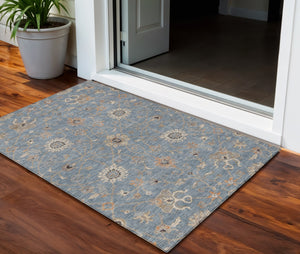 Homeroots 3' Black Brown And Ivory Floral Washable Rug – Perfect For Indoor And Outdoor Spaces, Durable Design 3' X 5' Polyester 604767