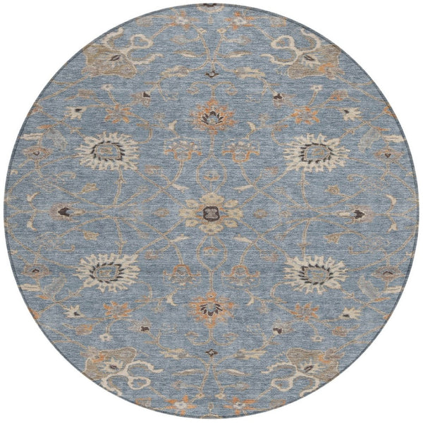 Homeroots 3' Black Brown And Ivory Floral Washable Rug – Perfect For Indoor And Outdoor Spaces, Durable Design 8' Round Polyester 604769