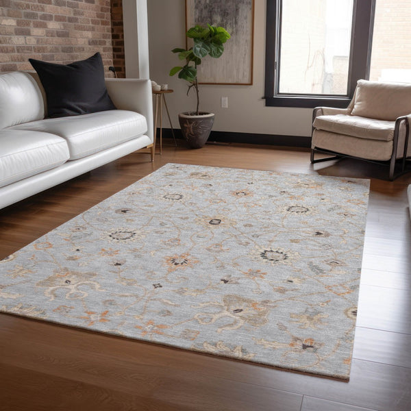 Homeroots 3' Black Brown And Ivory Floral Washable Rug – Perfect For Indoor And Outdoor Spaces, Durable Design 3' X 5' Polyester 604773