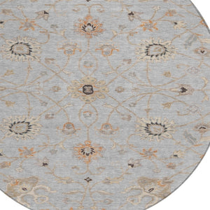 Homeroots 3' Black Brown And Ivory Floral Washable Rug – Perfect For Indoor And Outdoor Spaces, Durable Design 8' Round Polyester 604775