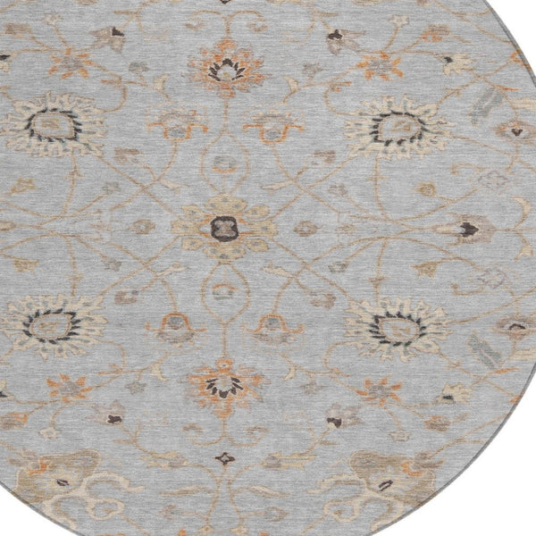 Homeroots 3' Black Brown And Ivory Floral Washable Rug – Perfect For Indoor And Outdoor Spaces, Durable Design 8' Round Polyester 604775