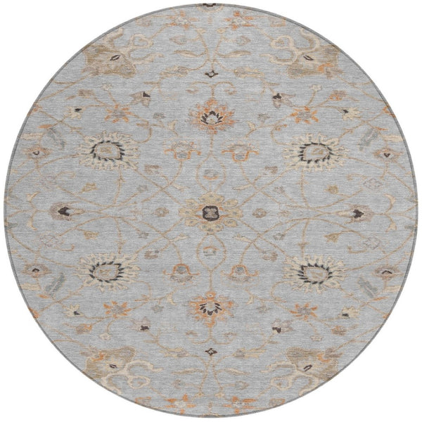 Homeroots 3' Black Brown And Ivory Floral Washable Rug – Perfect For Indoor And Outdoor Spaces, Durable Design 8' Round Polyester 604775