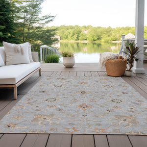 Homeroots 3' Black Brown And Ivory Floral Washable Rug – Perfect For Indoor And Outdoor Spaces, Durable Design 8' X 10' Polyester 604776