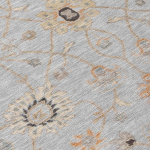 Homeroots 3' Black Brown And Ivory Floral Washable Rug – Perfect For Indoor And Outdoor Spaces, Durable Design 10' X 14' Polyester 604778