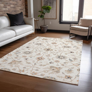 Homeroots 3' Black Brown And Ivory Floral Washable Rug – Perfect For Indoor And Outdoor Spaces, Durable Design 3' X 5' Polyester 604779