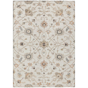 HomeRoots 5' Floral Indoor Outdoor Area Rug in Ivory, Brown & Coral - Washable, Durable & Stylish Design 5' X 8' 604780