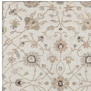 Homeroots 3' Black Brown And Ivory Floral Washable Rug – Perfect For Indoor And Outdoor Spaces, Durable Design 5' X 8' Polyester 604780