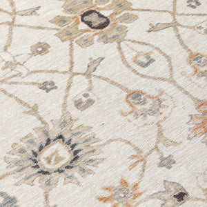 Homeroots 3' Black Brown And Ivory Floral Washable Rug – Perfect For Indoor And Outdoor Spaces, Durable Design 5' X 8' Polyester 604780