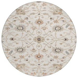 HomeRoots 5' Floral Indoor Outdoor Area Rug in Ivory, Brown & Coral - Washable, Durable & Stylish Design 8' Round 604781