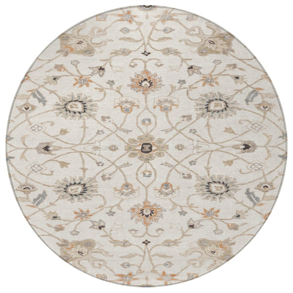 Homeroots 3' Black Brown And Ivory Floral Washable Rug – Perfect For Indoor And Outdoor Spaces, Durable Design 8' Round Polyester 604781