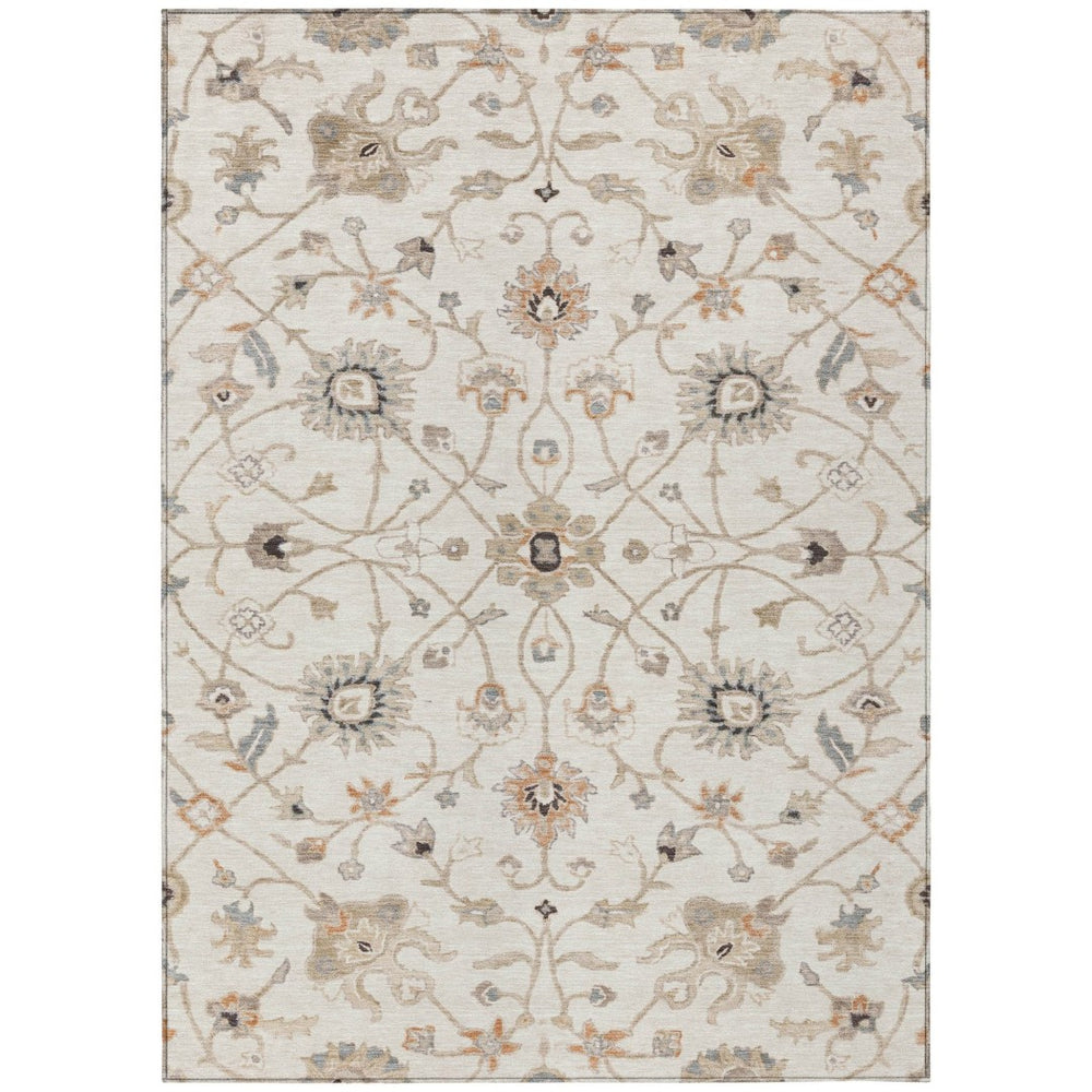HomeRoots 9' Indoor Outdoor Floral Area Rug in Ivory, Brown & Coral - Washable, Durable, Stylish & Versatile! 604783