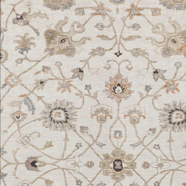 Homeroots 3' Black Brown And Ivory Floral Washable Rug – Perfect For Indoor And Outdoor Spaces, Durable Design 9' X 12' Polyester 604783