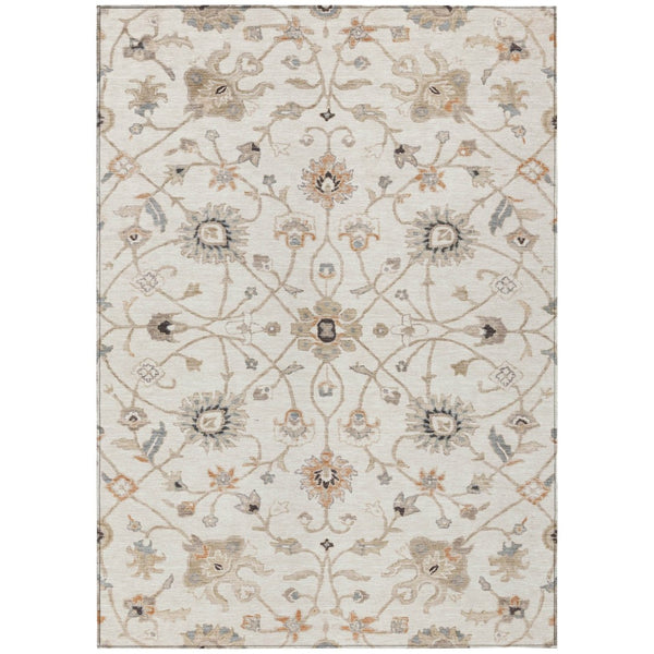 HomeRoots 5' Floral Indoor Outdoor Area Rug in Ivory, Brown & Coral - Washable, Durable & Stylish Design 10' X 14' 604784