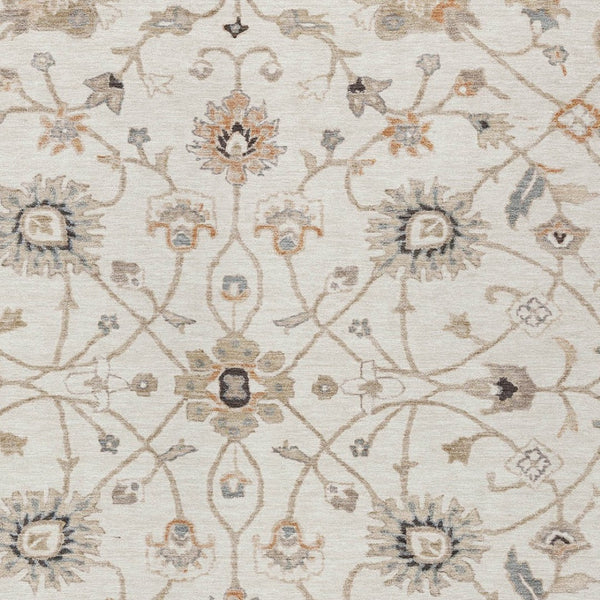 Homeroots 3' Black Brown And Ivory Floral Washable Rug – Perfect For Indoor And Outdoor Spaces, Durable Design 10' X 14' Polyester 604784