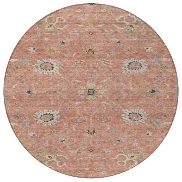 Homeroots 3' Black Brown And Ivory Floral Washable Rug – Perfect For Indoor And Outdoor Spaces, Durable Design 8' Round Polyester 604787