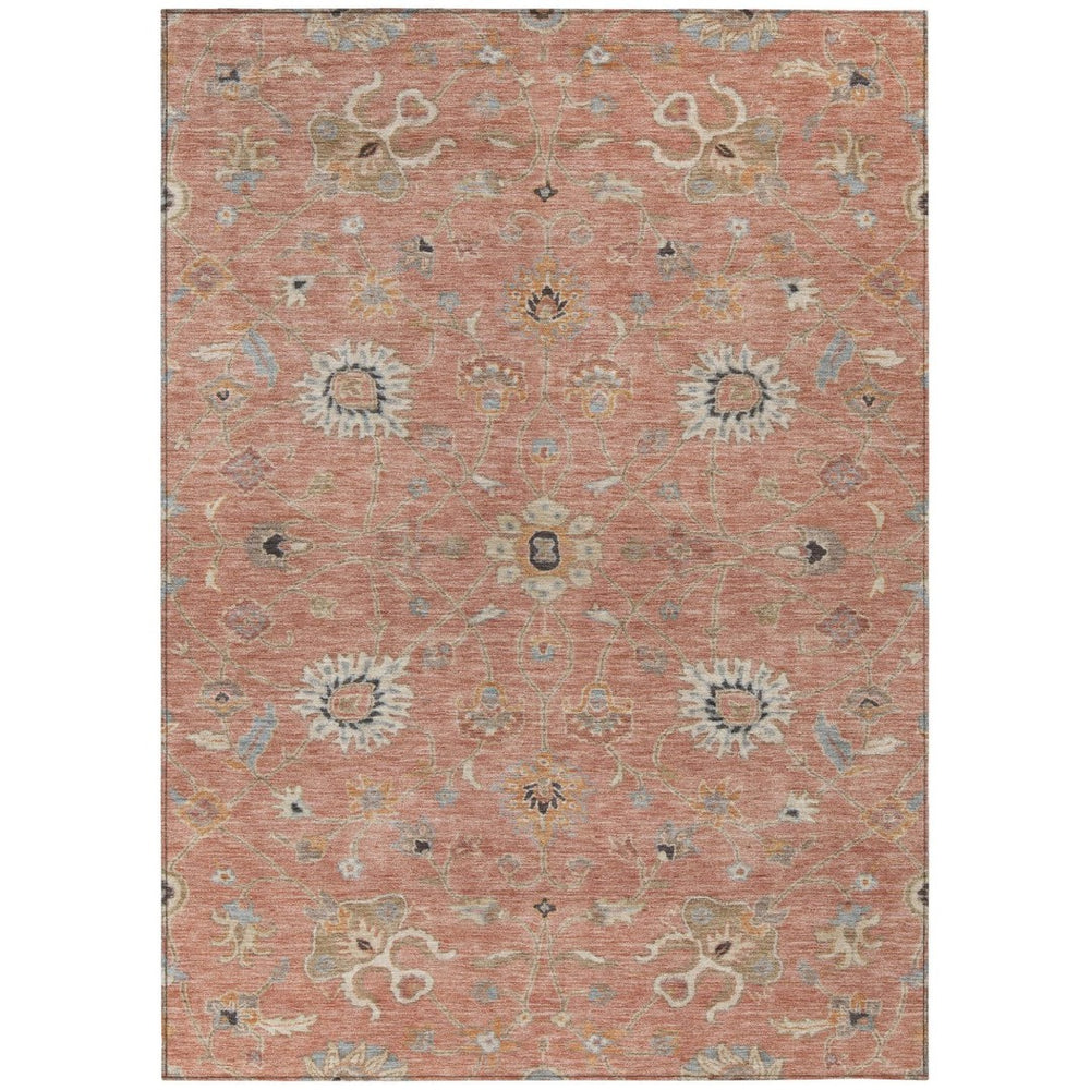 HomeRoots 9' Timeless Pink, Gray & Beige Floral Washable Area Rug - Durable Indoor/Outdoor Charm for Any Space 604789