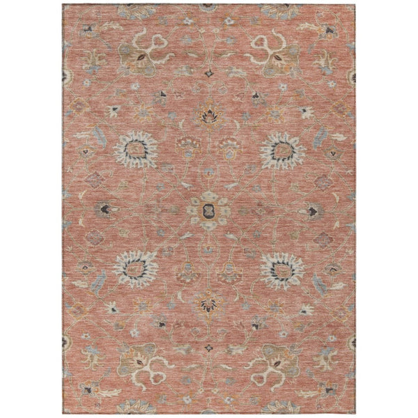 HomeRoots 5' Timeless Floral Indoor Outdoor Area Rug - Washable, Durable, Soft Pink Gray Beige Design for All Spaces 10' X 14' 604790
