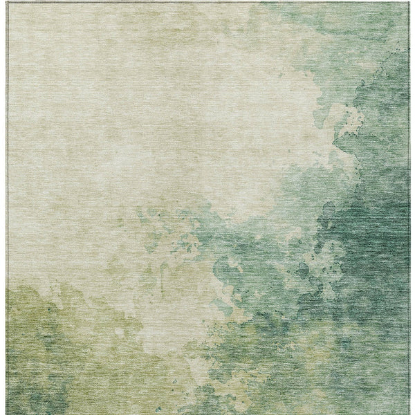 Homeroots 3' Green And Ivory Abstract Washable Area Rug For Indoor And Outdoor Spaces - Durable, Stylish Design 3' X 5' Polyester 604791