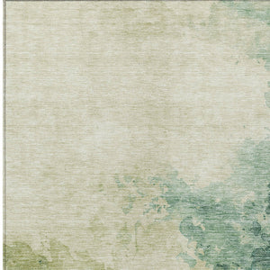 Homeroots 3' Green And Ivory Abstract Washable Area Rug For Indoor And Outdoor Spaces - Durable, Stylish Design 5' X 8' Polyester 604792