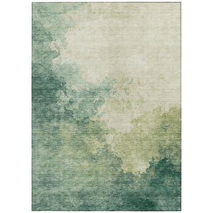 Homeroots 3' Green And Ivory Abstract Washable Area Rug For Indoor And Outdoor Spaces - Durable, Stylish Design 8' X 10' Polyester 604794