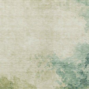 Homeroots 3' Green And Ivory Abstract Washable Area Rug For Indoor And Outdoor Spaces - Durable, Stylish Design 10' X 14' Polyester 604796