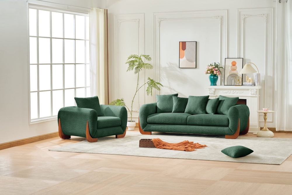 English Elm Upholstery Fabric Single Arm Chair With Natural Oak Legs - Cozy Modern Sofa For Living Room Relaxation W2817S00008-GIGA