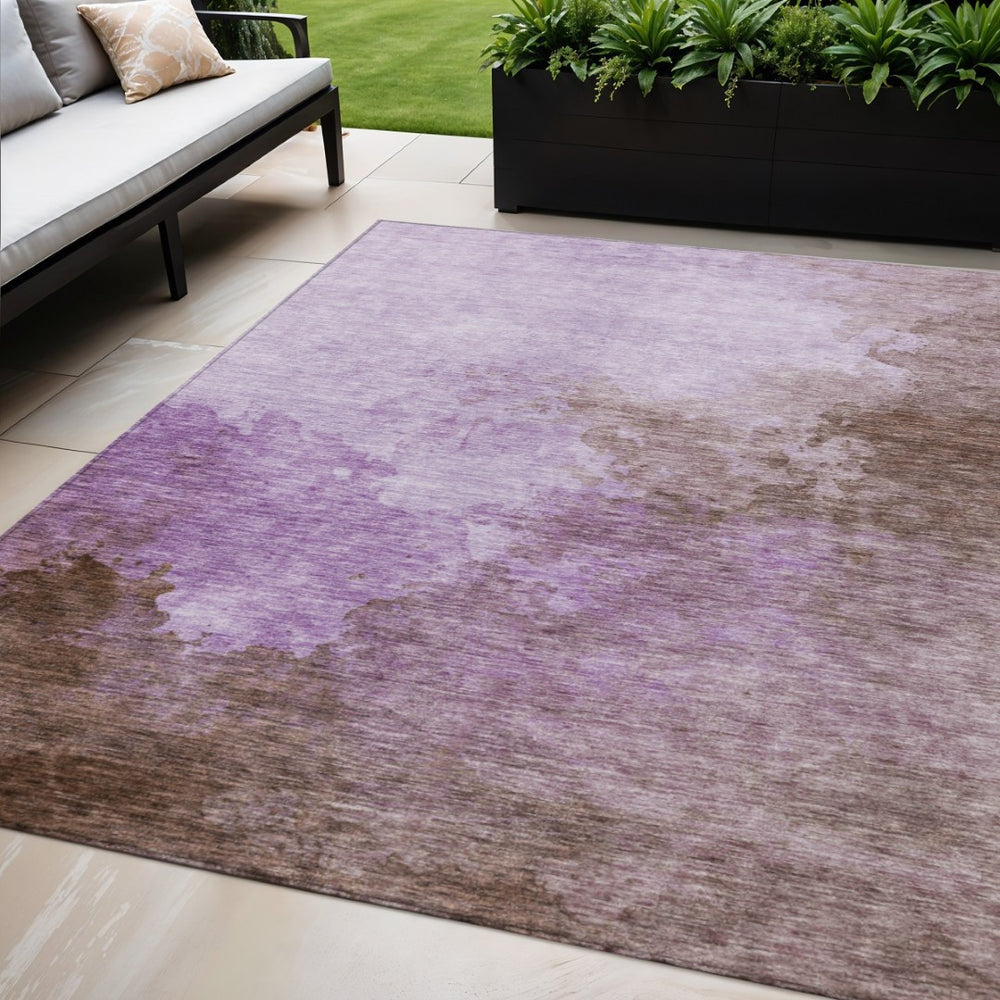 HomeRoots 5' Abstract Washable Indoor Outdoor Area Rug in Lavender Brown Ivory - Durable & Stylish Décor Solution 5' X 8' 604798