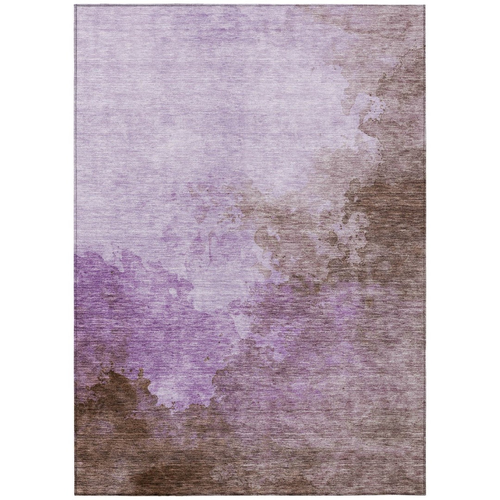 HomeRoots 5' Abstract Washable Indoor Outdoor Area Rug in Lavender Brown Ivory - Durable & Stylish Décor Solution 5' X 8' 604798