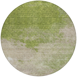 Homeroots 3' Green And Ivory Abstract Washable Area Rug For Indoor And Outdoor Spaces - Durable, Stylish Design 8' Round Polyester 604805