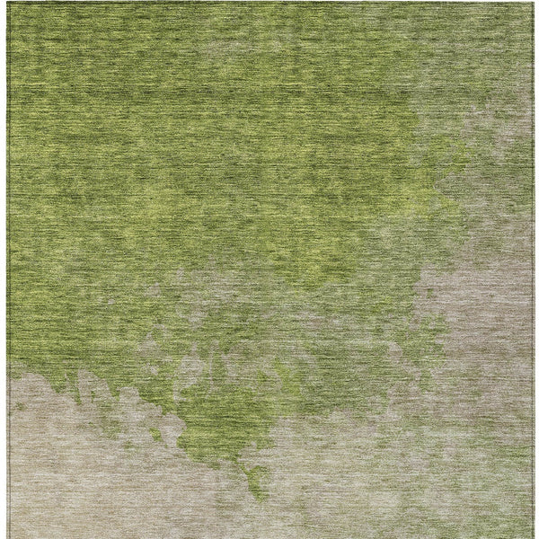 Homeroots 3' Green And Ivory Abstract Washable Area Rug For Indoor And Outdoor Spaces - Durable, Stylish Design 8' X 10' Polyester 604806