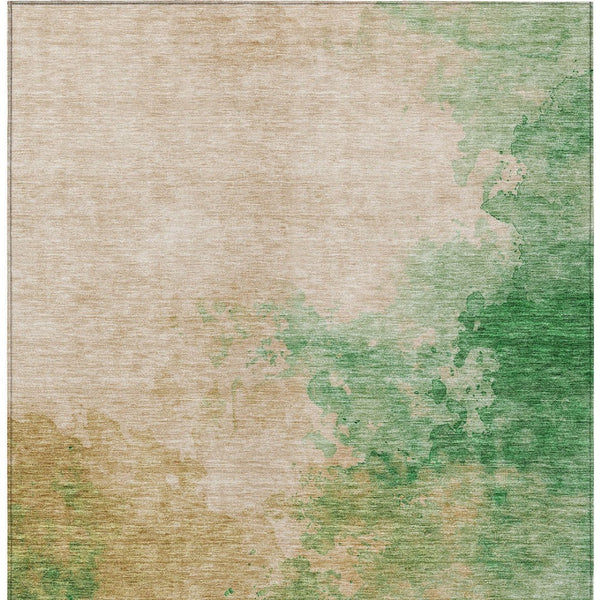 Homeroots 3' Green And Ivory Abstract Washable Area Rug For Indoor And Outdoor Spaces - Durable, Stylish Design 3' X 5' Polyester 604809