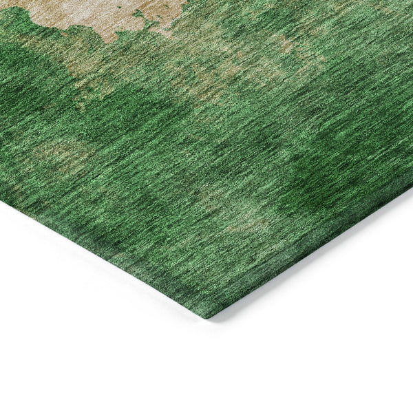 Homeroots 3' Green And Ivory Abstract Washable Area Rug For Indoor And Outdoor Spaces - Durable, Stylish Design 3' X 5' Polyester 604809