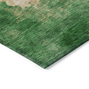 Homeroots 3' Green And Ivory Abstract Washable Area Rug For Indoor And Outdoor Spaces - Durable, Stylish Design 5' X 8' Polyester 604810