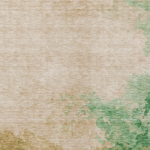 Homeroots 3' Green And Ivory Abstract Washable Area Rug For Indoor And Outdoor Spaces - Durable, Stylish Design 5' X 8' Polyester 604810