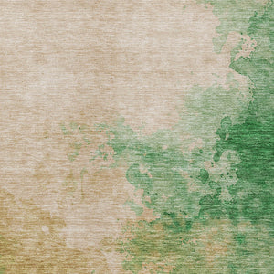 Homeroots 3' Green And Ivory Abstract Washable Area Rug For Indoor And Outdoor Spaces - Durable, Stylish Design 8' X 10' Polyester 604812