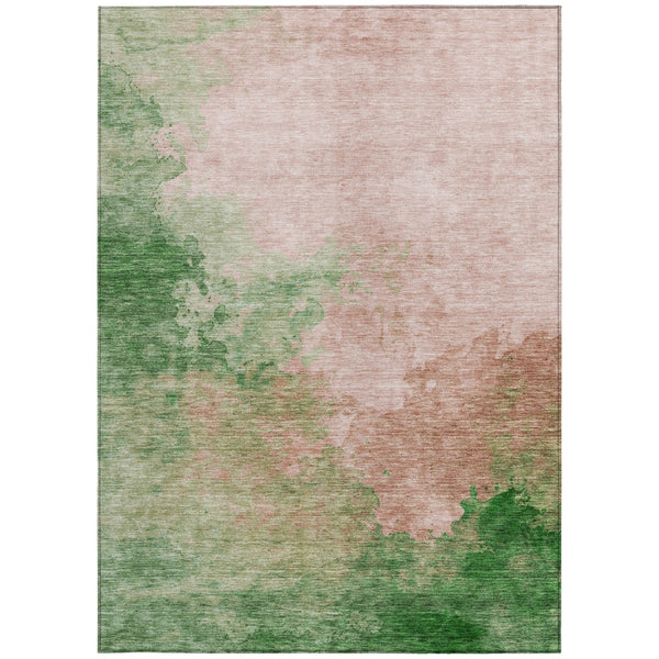 Homeroots 3' Green And Ivory Abstract Washable Area Rug For Indoor And Outdoor Spaces - Durable, Stylish Design 3' X 5' Polyester 604815