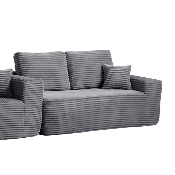 English Elm 68-inch Modular Corduroy Loveseat with Plush Grey Fabric for Modern Living Rooms W3975P415762