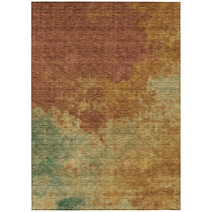 HomeRoots 5' Terra Cotta Copper and Green Abstract Area Rug - Stylish, Durable, Washable for Indoor/Outdoor Use 5' X 8' 604822