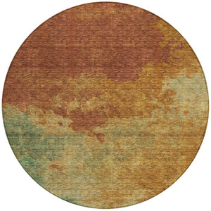 Homeroots 3' Green And Ivory Abstract Washable Area Rug For Indoor And Outdoor Spaces - Durable, Stylish Design 8' Round Polyester 604823