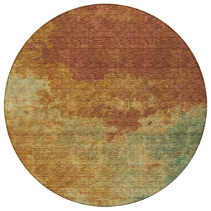 Homeroots 3' Green And Ivory Abstract Washable Area Rug For Indoor And Outdoor Spaces - Durable, Stylish Design 8' Round Polyester 604823