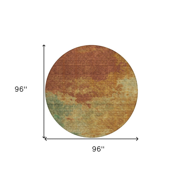 Homeroots 3' Green And Ivory Abstract Washable Area Rug For Indoor And Outdoor Spaces - Durable, Stylish Design 8' Round Polyester 604823