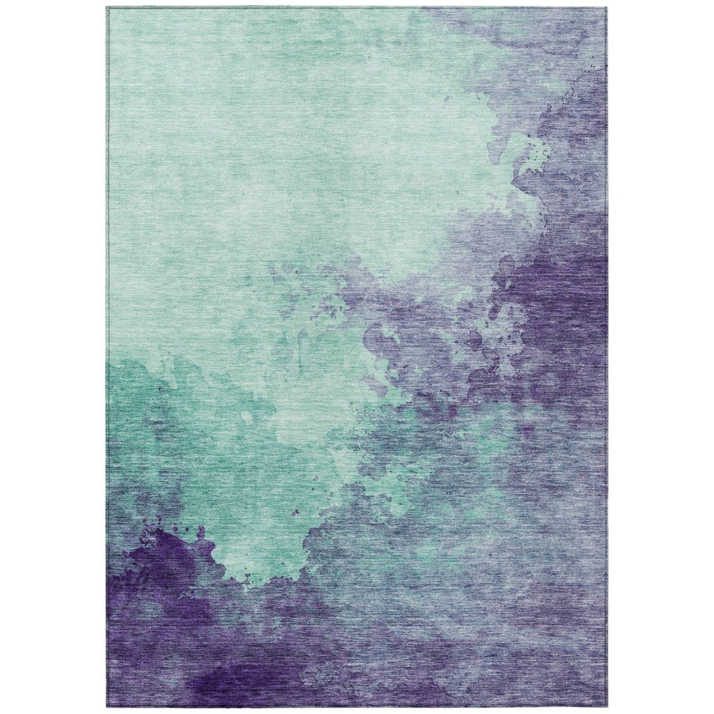 HomeRoots 5' Blue and Purple Abstract Area Rug – Stylish Washable Indoor-Outdoor Decor for Any Space 5' X 8' 604834