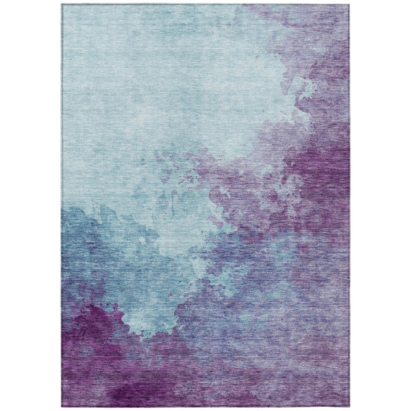 HomeRoots 5' Sky Blue and Purple Abstract Area Rug - Durable, Washable for Indoor/Outdoor Spaces, Modern Design 5' X 8' 604840