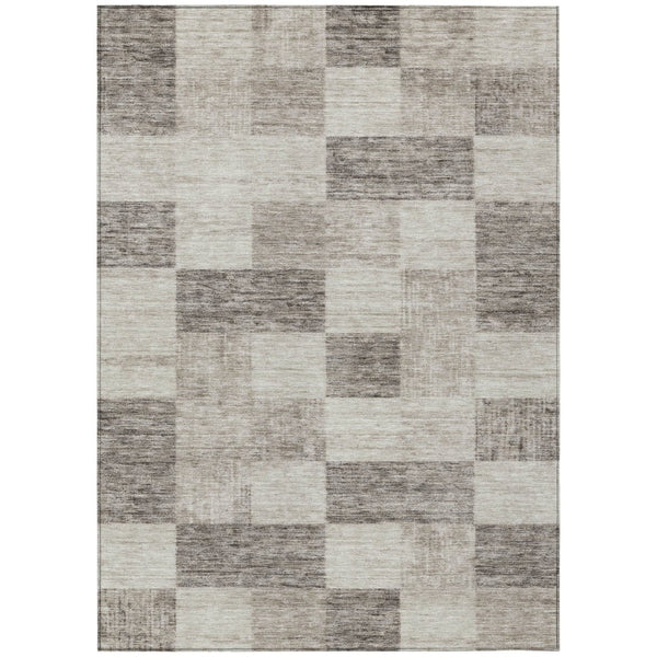 HomeRoots 5' Beige and Gray Geometric Indoor Outdoor Area Rug - Stylish, Washable, and Durable for Any Space 8' X 10' 604848